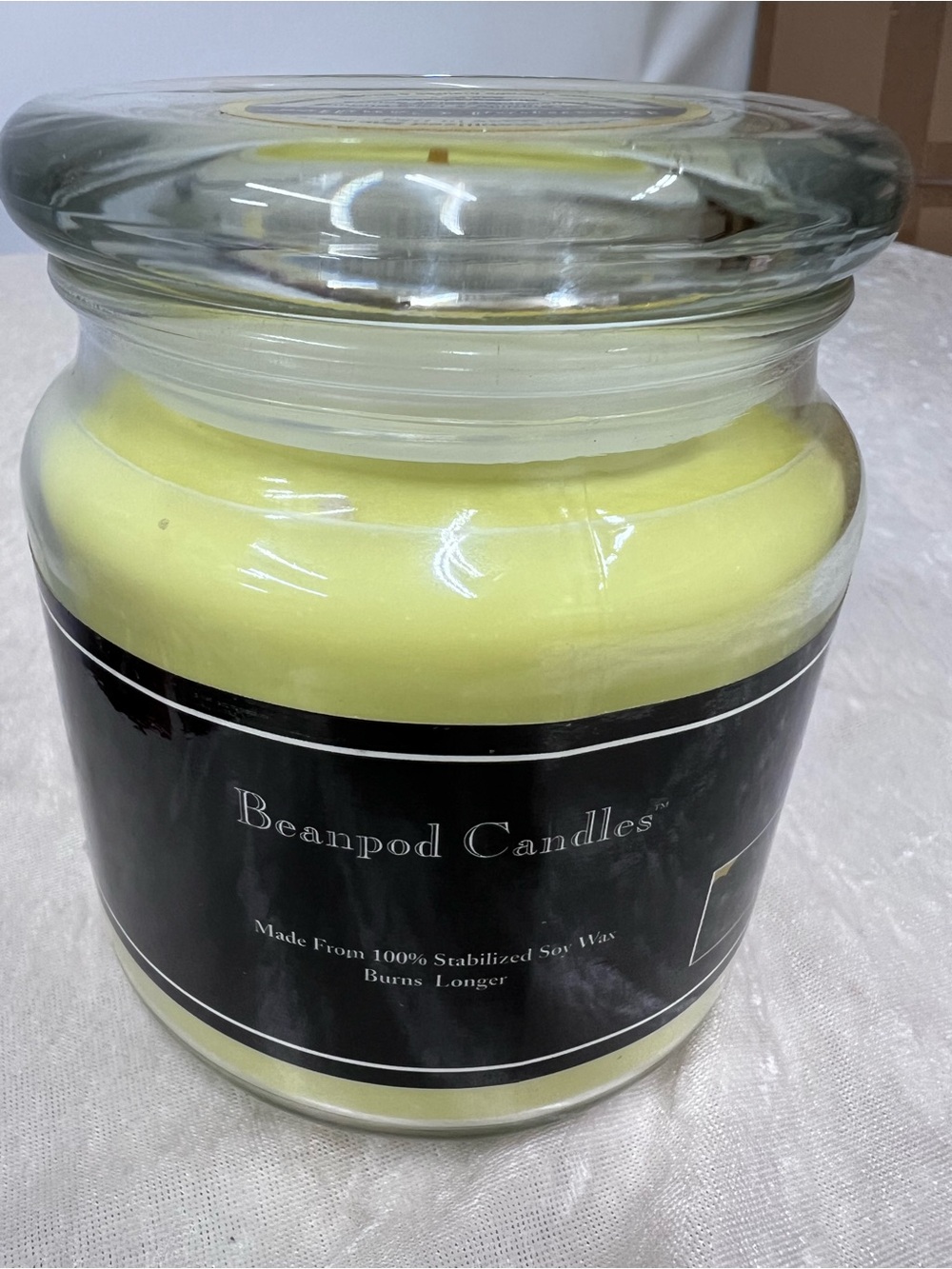 Beanpod Candles Pearberry Yellow Soy Wax Jar 16 oz. Made in USA